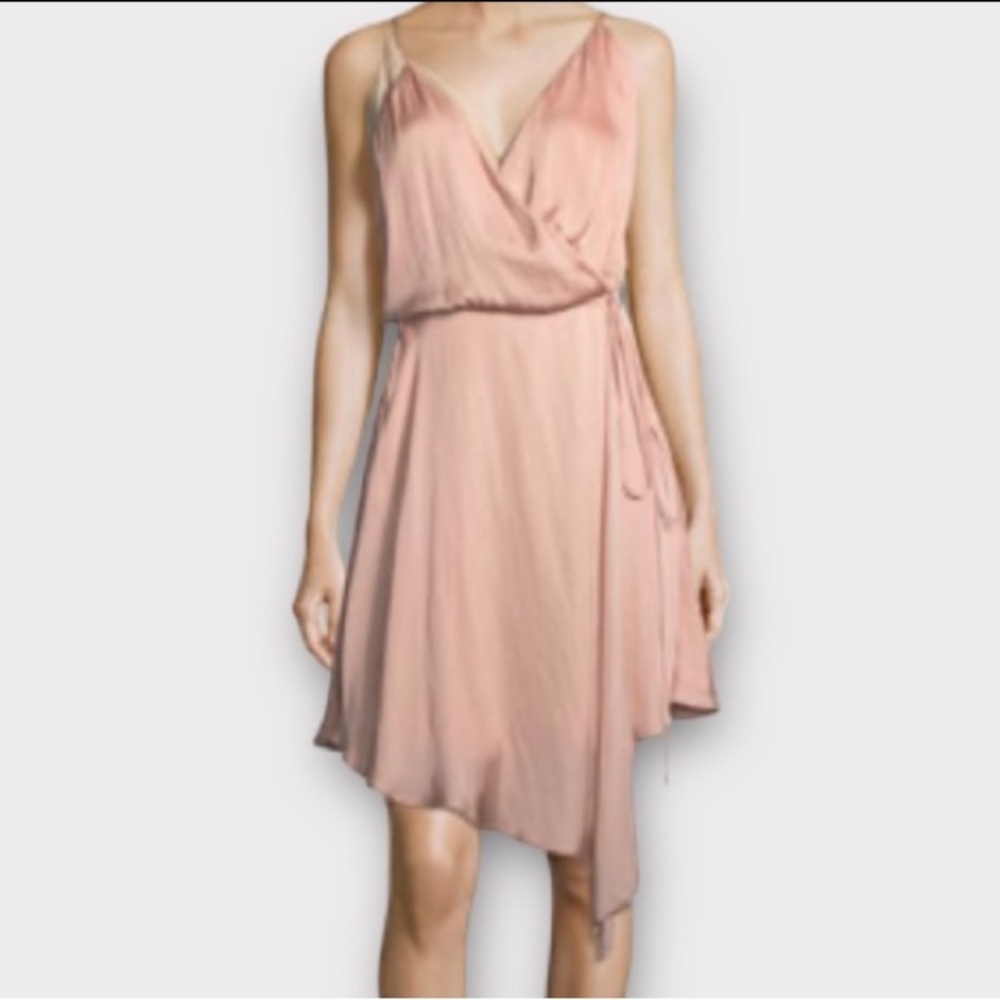 Haute Hippie Women’s Bullion Dress Size 0 Crossover Drape Wrap Mini Blush Rose